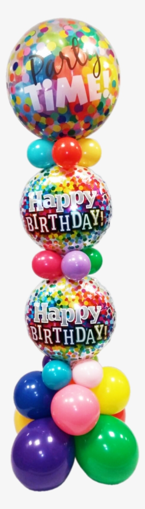 Party Time Gumball Confetti Tower - 18" Happy Birthday Birthday Rainbow Confetti - Mylar