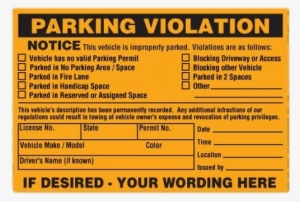 Parking Violation Notice - Parking Violation Warning Labels