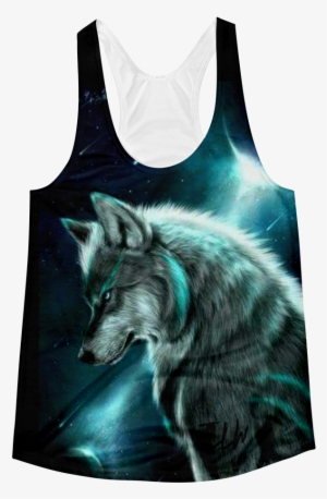 The Ladies Lone Wolf Racerback Tank - Wolf Glow In The Dark Necklaces