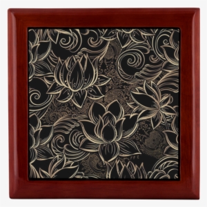 Golden Flower Jewelry Box - Black And Gold Lotus Background Free