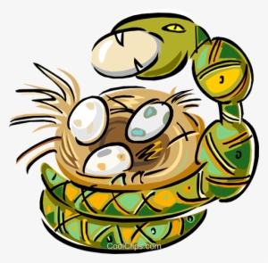 Snake Stealing Eggs Royalty Free Vector Clip Art Illustration - Illustration