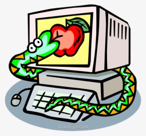 Snake Apple And Computer Royalty Free Vector Clip Art - Illustration
