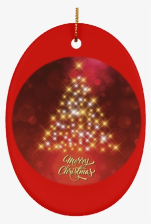 Crafted Holiday Ceramic Red Round Oval Christmas Tree - Christmas Card Background
