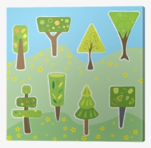 Cuadro En Lienzo Árboles De Dibujos Animados De Estilo - Drawing