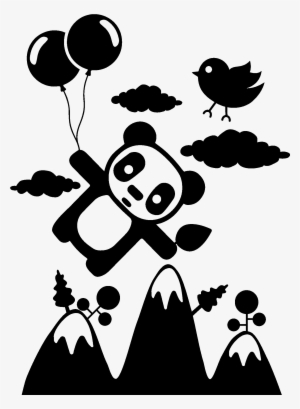 Sticker Panda Survolant Les Montagnes Ambiance Sticker - Stickers