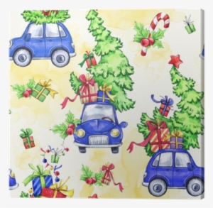 Quadro Em Tela Teste Padrão Sem Costura Aquarela Com - Christmas Day