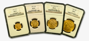 Four Coin Liberty Head Gold Coin Set Ngc/pcgs Mint - Liberty Set Gold Coins