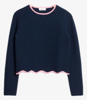 Pull Bleu Et Rose Scallop Edge - Cardigan