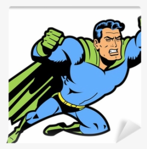 Flying Superhero With Clenched Fist Wall Mural • Pixers® - Flying Superhero