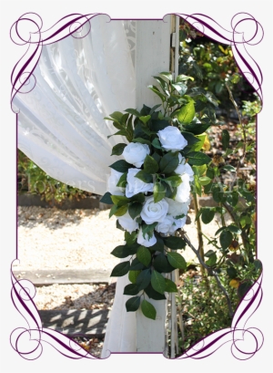Silk Artificial White Hydrangea And Rose Wedding Arbor - Burnet Rose