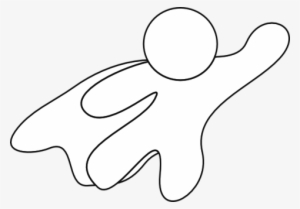 Superhero Body Outline Bw Clip Art Vector Online - Super Hero Cape Outline