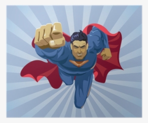 Superhero Flying Towards Camera