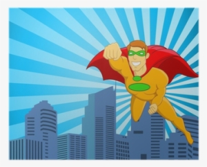 Superheroes Flying Over Cities