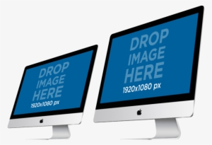 Two Imacs Over A Png Background In Angled View Responsive - Wallpaper