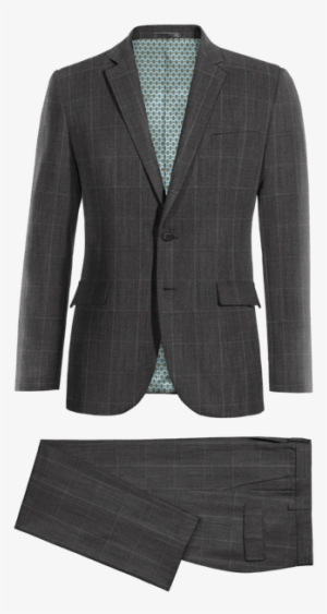 New Grey Checked Wool Blend Suit - Tailored Jacket For Men - Blue Tweed Blazer - Men Custom