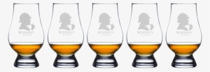 5 Glasses - Decorated Etched Monogram Glencairn Crystal Whisky