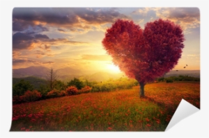 Fotomural Árbol En Forma De Corazón Rojo • Pixers®