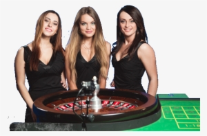 3 Female Live Dealers Standing Next To A Live Roulette - Girl