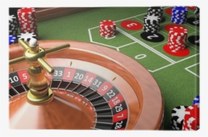 3d Closeup Of Casino Table With Roulette And Chips - World Poker Tour Official Poker Chip Set