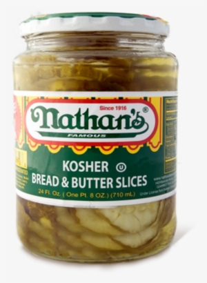 Kosher Bread Butter Slices - Nathans Pickles, Half Sour, New York - 32 Fl Oz