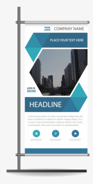 Blue Business Roll Up Banner Flat Design Template Template - Banner Roll Hexagon