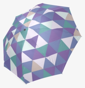 Purple Green Beige Abstract Triangles Foldable Umbrella - Envelope