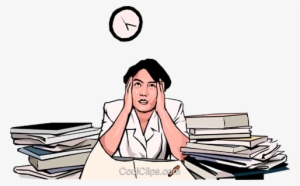 Office Woman Fighting A Deadline Royalty Free Vector - Work Stress Clipart