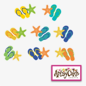 Beach Flip Flop And Starfish Cupcake Toppers - Beach
