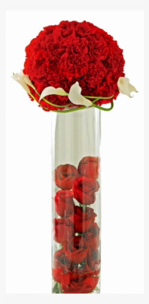 Rose Topiary Centerpiece - Roses Inside Cylinder Vase