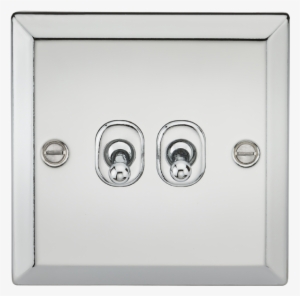 10a 2g 2way Toggle Switch - Polished Chrome Bevelled Edge 2 Gang 2 Way Toggle Light