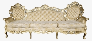 Baroque Cream & Gold Tufted Sofa - Couch
