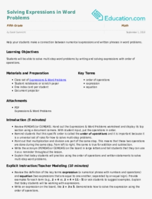 Order Of Operations And Use Of Parentheses Lesson Plans - Level Reading For 2nd Grade