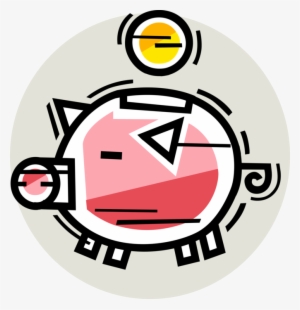 Vector Illustration Of Coin Deposit In Piggy Bank Money - Money