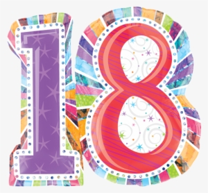 18 Birthday Png - Shape Balloon - 18th Birthday Radiant Holographic