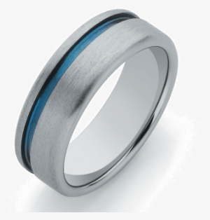 Titanium Sanded Finish And Blue Groove Band - Mia Bella Jewellery