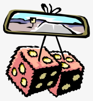 Vector Illustration Of Dice And Rear View Mirror In - Rear View Mirror Clip Art