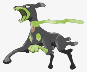 Dog Empty Eyes Green Tongue Hexagon Highres Legendary - Pokemon Zygarde