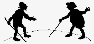 Este Gráficos Es Dos Hombres Toman Un Palo Sobre El - Silhouette Of Two Men Fighting