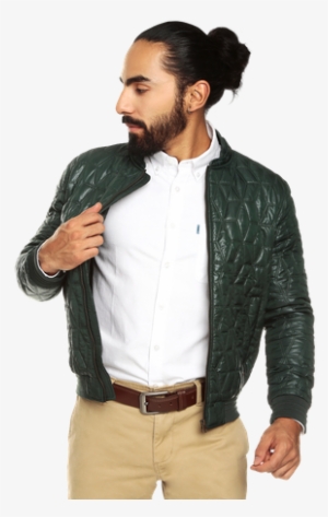 Chaqueta Para Hombre Bomber Krong Verde Scarab - Leather Jacket