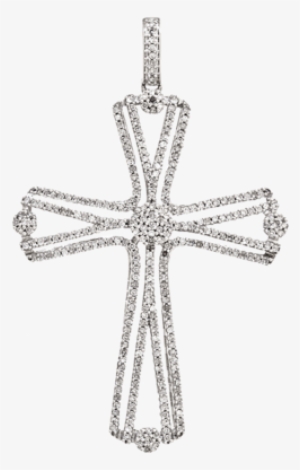Dije Cruz Con Cadena, En Oro Blanco 14k Con Diamantes - Dije De Cruz Png