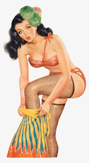 The Gods Were Feeling Risqué When They Created Vera - Pinup Brunette Putting On Her Clothes Poster Print