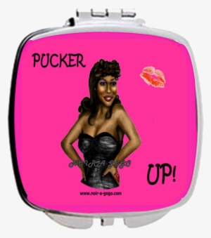 Pucker Up Compactblack Pinup Girl Compact Mirror - Girl