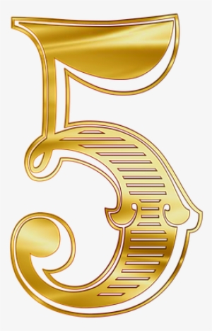 Stylish Printable Numbers 0-9 Gold - Numero 5 En Dorado Png