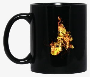 Fire Sixteenth Note Mug - Blank Black Mug