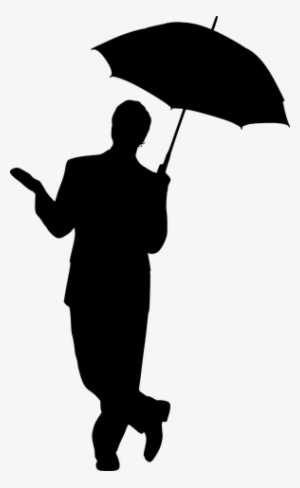 Silhouette, Man, Umbrella, Business - Man With Umbrella Rain Png