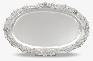 Chrysanthemum Silver Serving Tray - Silver