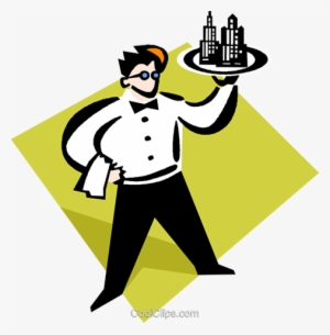 Waiter With A Serving Tray Royalty Free Vector Clip - Garçom Vetor Png