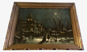 Gorgeous Victorian House Moon Reflection Night Scene - Reflection Night