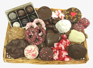 A Wicker Basket Filled With Your Valentine's Favorite - Candy