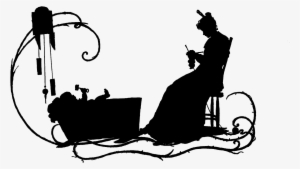 Victorian Baby Clip Art - Silhouette Baby In Cradle